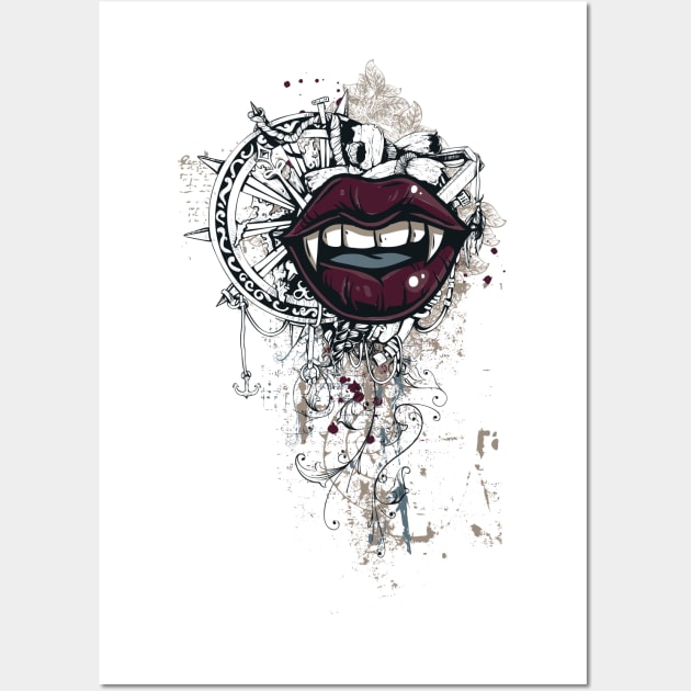 Vampiric Seduction Illustrated Gothic Design Wall Art by Jarecrow 